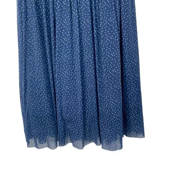 Anthropologie Weston Blue Polka Dot Chiffon Midi Dress XS Fit Flare - Picture 7 of 15